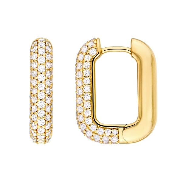 3 Row Pavé Diamond Paper Clip Huggies (1tcw)