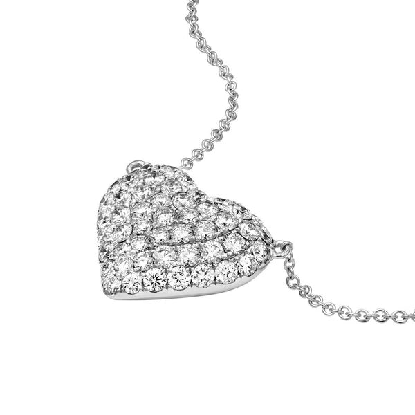Diamond Pavé Heart Necklace (1-1/5tcw) in White Gold
