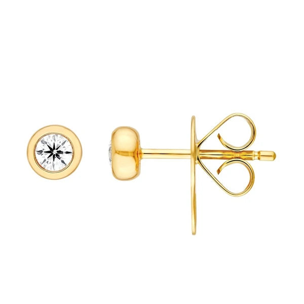 Bezel Set Diamond Stud Earrings (1/5tcw)