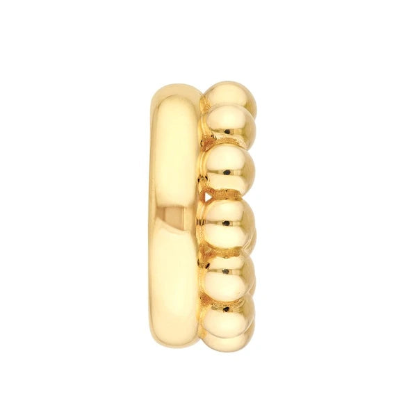 Beaded and Polished Open Hoop Earrings