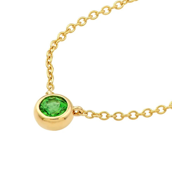 3mm Tsavorite Stone Bezel Necklace
