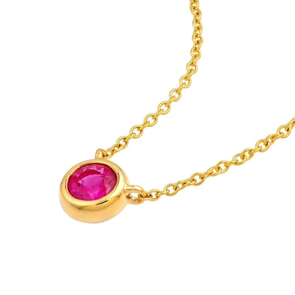0.33ct 4mm Ruby Bezel Adj Necklace