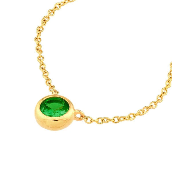 4mm Tsavorite Stone Bezel Necklace