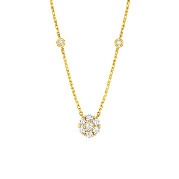3/4tcw Diamond Cluster & Bezel Station Necklace