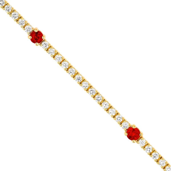 Ruby & 1-1/2tcw Diamond Station Bracelet