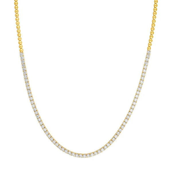 Diamond Halfway Tennis Straight Necklace (7tcw)