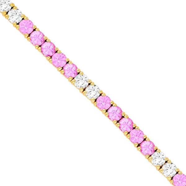 1-1/8tcw Diamond & 3.49ct Pink Sapphire Tennis Bracelet