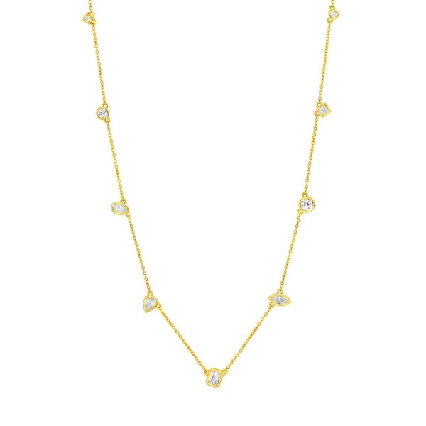 1tcw Multi Stone Bezel Diamond Station Necklace
