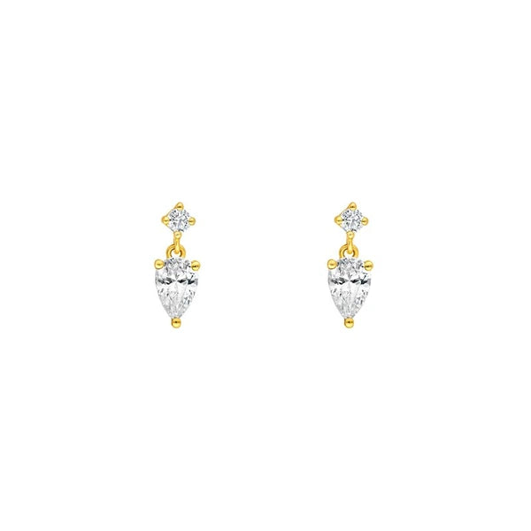 1tcw Pear & Round Diamond Stud Earrings