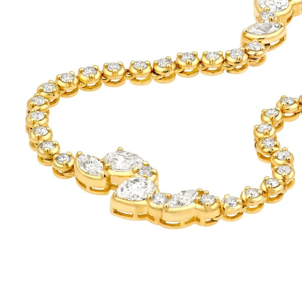 3-1/6tcw Stationed Mixed Shape Diamond Tennis Necklace