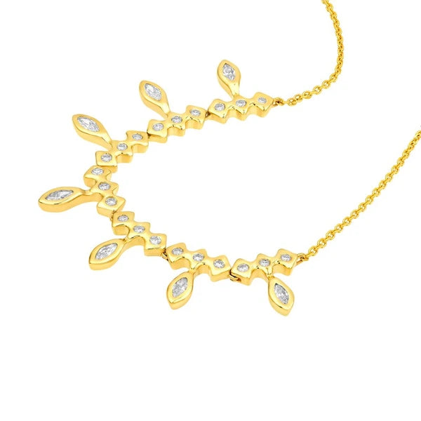 7/8tcw Round and Marquise Diamond Fan Necklace