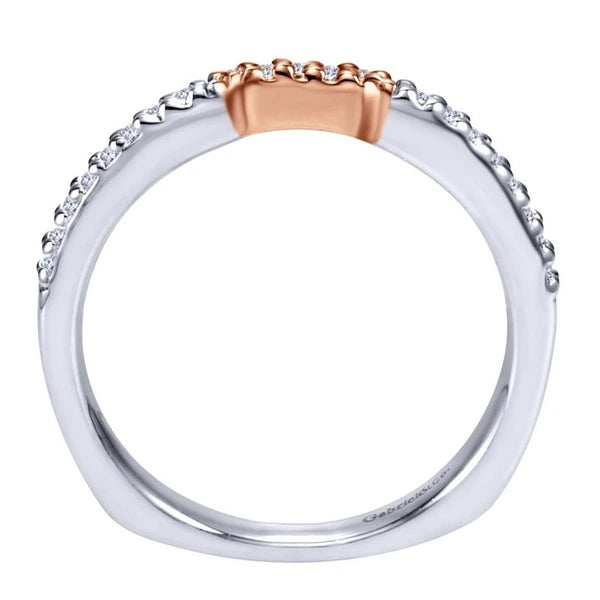 14K White-Rose Gold Matching Wedding Band
