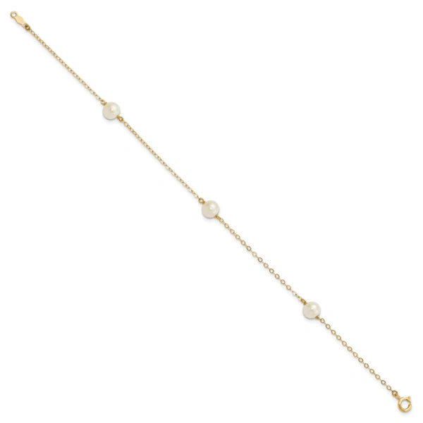 Gold Freshwater Cultured White Near Rounded Bracelets