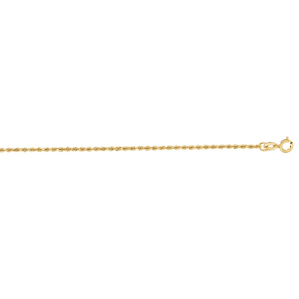 10K Gold 1.4mm Solid Diamond Cut Royal Rope Chain