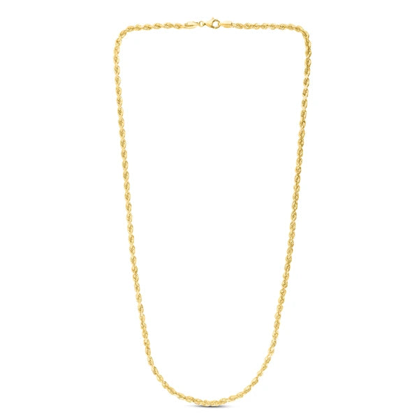 10K Gold 4.0mm Solid Diamond Cut Royal Rope Chain