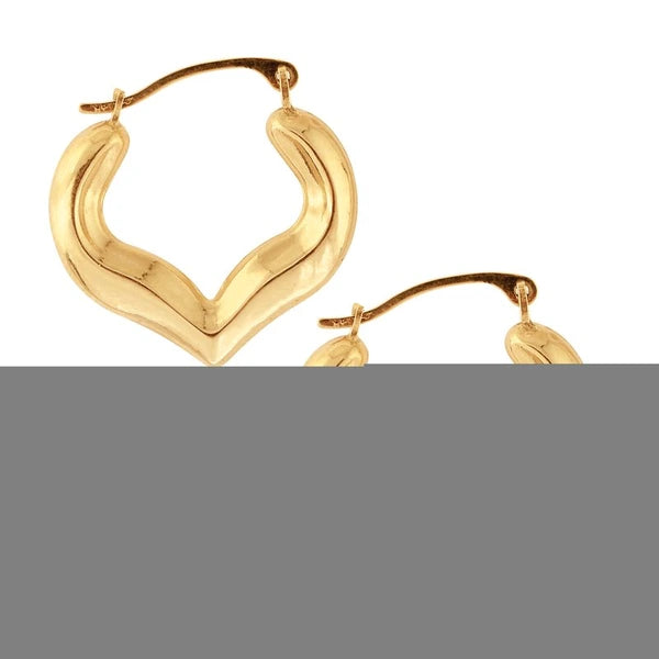 10K Gold Half Heart Hoop Earring