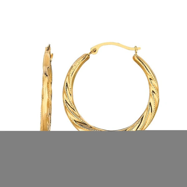 10K Gold Medium Round Graduated Twist Hoop Earring