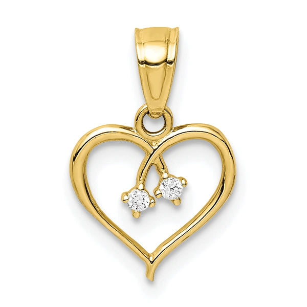 Gold Cut-out Heart with CZ Pendant