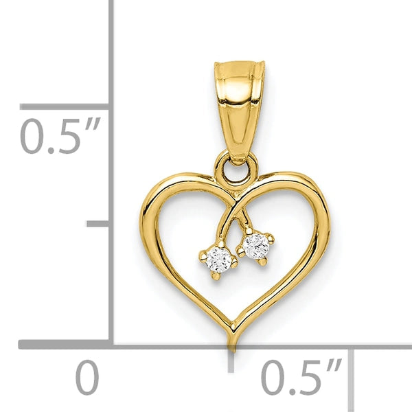 Gold Cut-out Heart with CZ Pendant