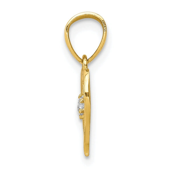 Gold Cut-out Heart with CZ Pendant