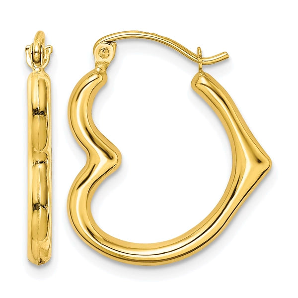 Gold Heart Shaped Hoop Earrings