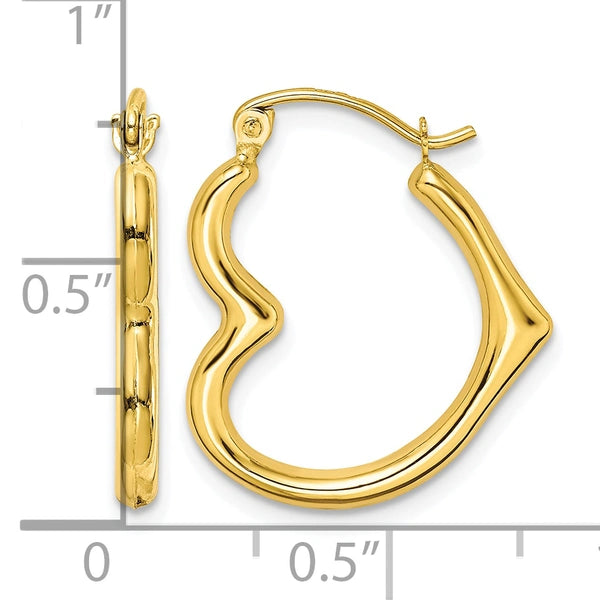 Gold Heart Shaped Hoop Earrings