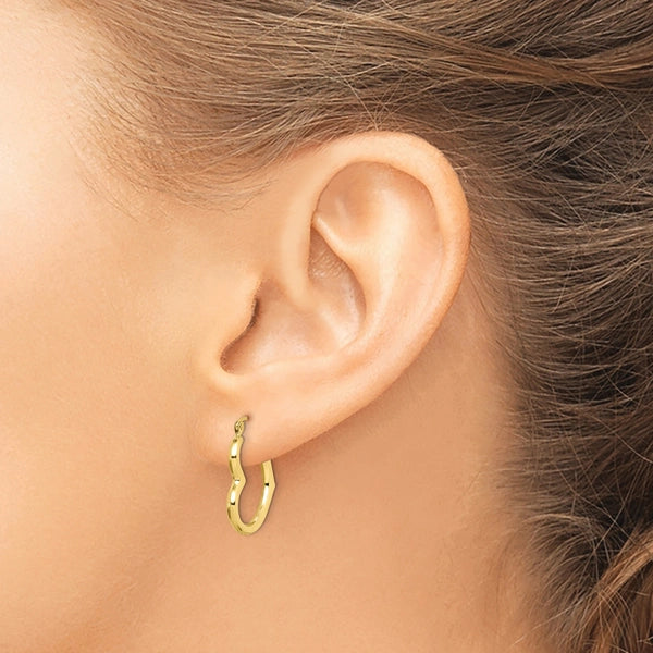 Gold Heart Shaped Hoop Earrings