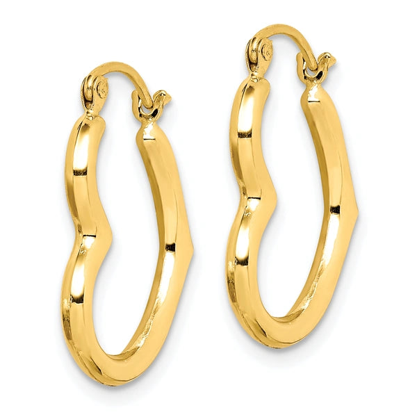 Gold Heart Shaped Hoop Earrings