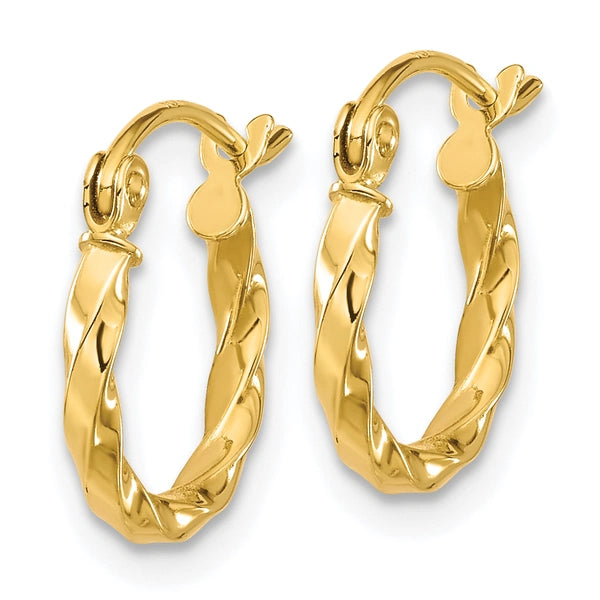 2mm Gold Twisted Tube Hoop Earrings