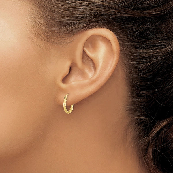 2mm Gold Twisted Tube Hoop Earrings
