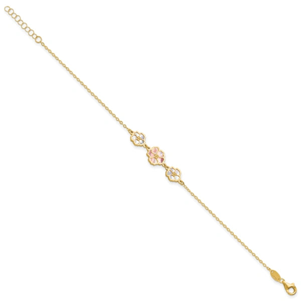 HERCO Gold Pink & White Mother of Pearl Flower Bracelets
