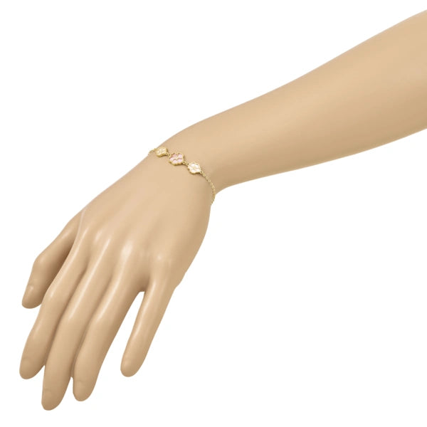 HERCO Gold Pink & White Mother of Pearl Flower Bracelets