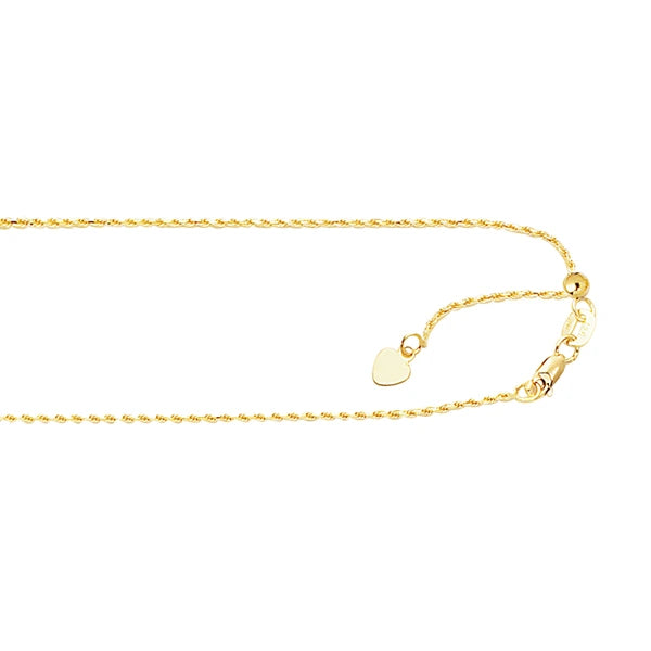 10K Gold 0.95mm Adjustable Rope Chain
