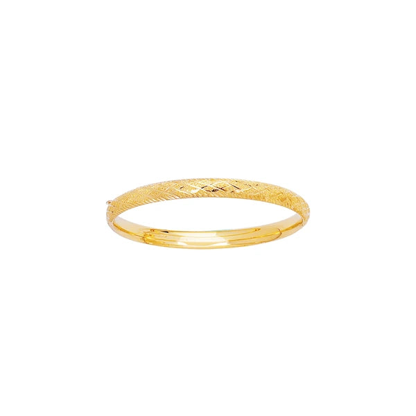 14K Yellow Gold Diamond Cut X Pattern Children's Bangle