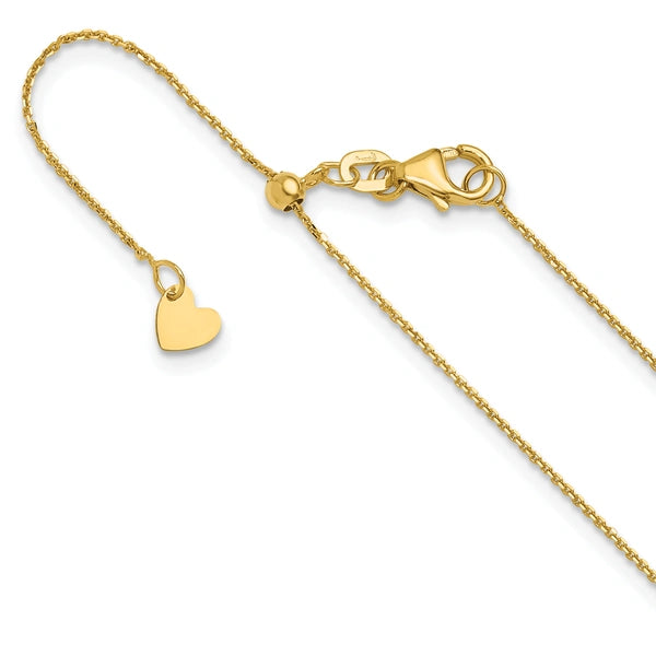 Leslie's Gold Diamond-cut Round Cable Adjustable Chain