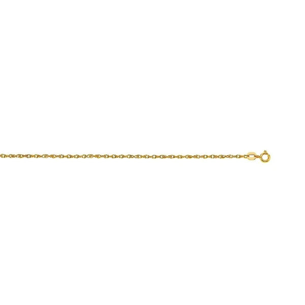 14K Gold 1.2mm Machine Rope Chain (Carded)