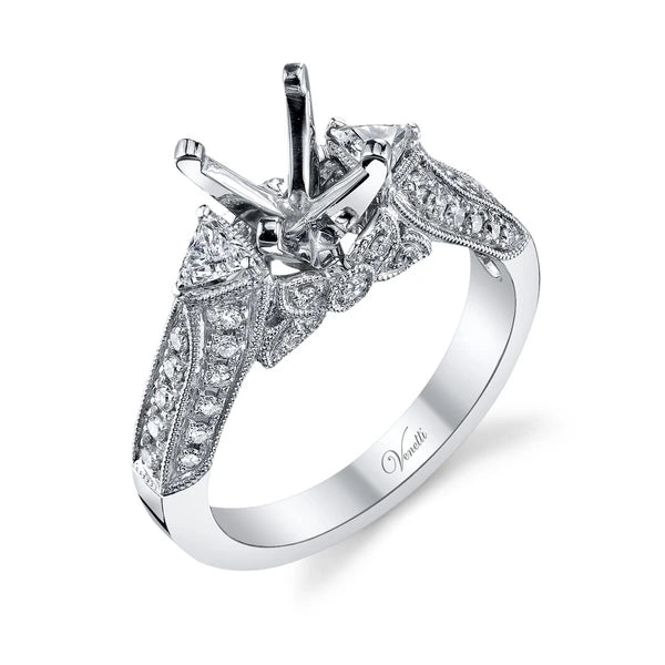 14K W Ring 44Rd 0.38Ct 2Tri 0.30Ct