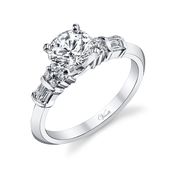 14K W Ring 8Rd 0.13Ct 4Bg 0.18Ct
