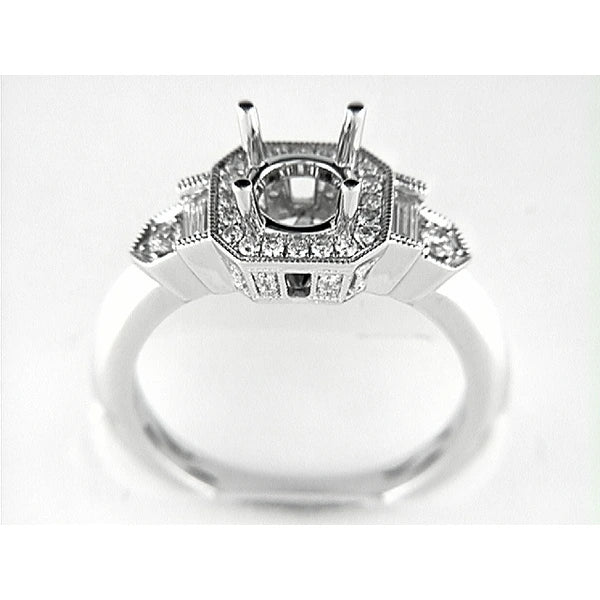 14K W Ring 16Rd 0.36Ct 2Bg 0.11Ct