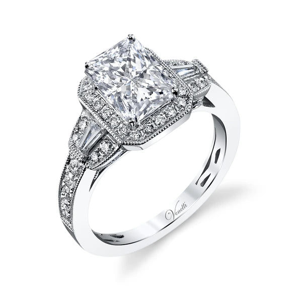 14K W Ring 38Rd 0.45Ct 2Bg 0.17Ct