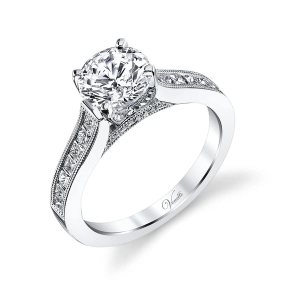 14K W Ring  34Rd 0.08Ct 14Pc 0.52Ct