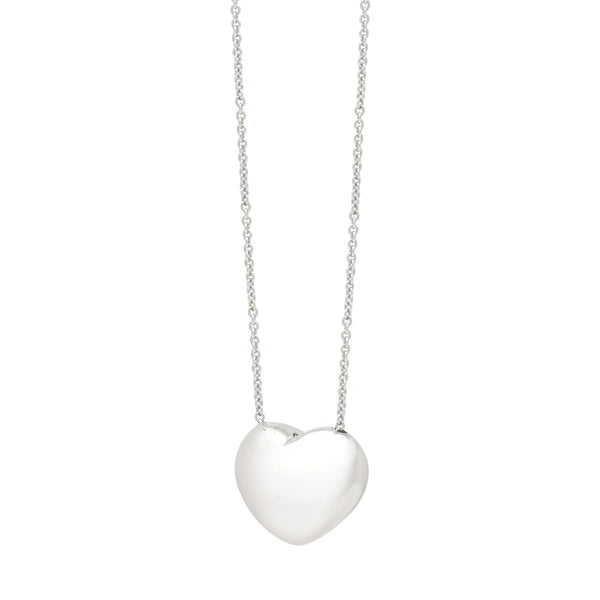 Silver Puffy Heart Necklace