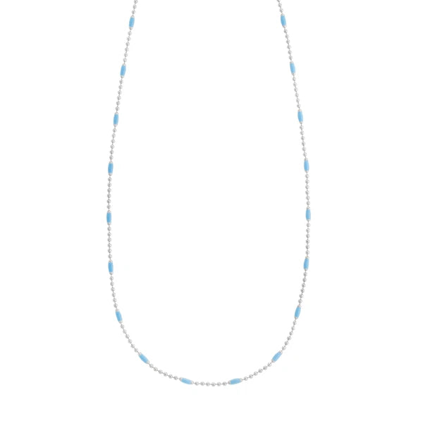 Silver Enamel Beaded Chain Necklace