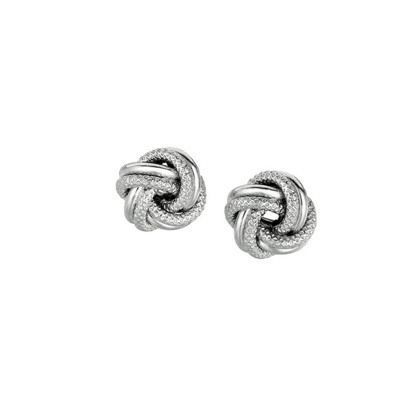 Silver Mini Textured &amp; Polished Love Knot Earring