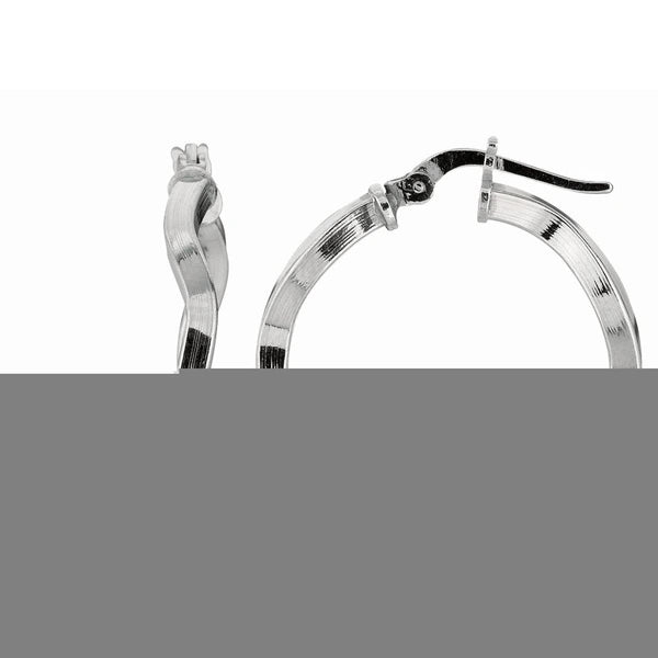 Silver Wavy Medium Hoop Earring