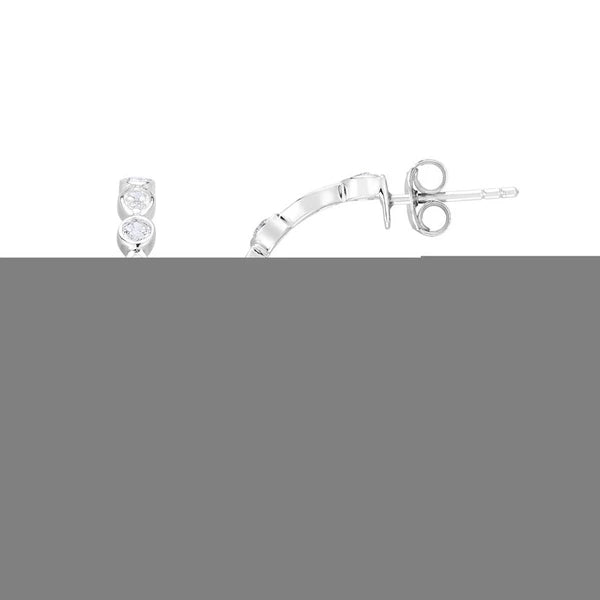 Silver 20x3mm Marquise &amp; Round CZ C Hoops