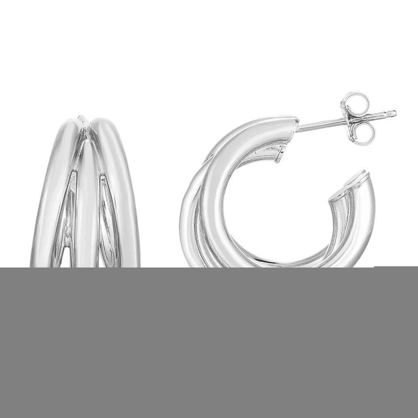 Silver 21mm Triple Barrelled Hoops