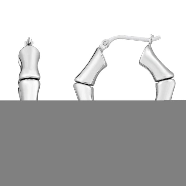 Silver Bold Bamboo Hoops
