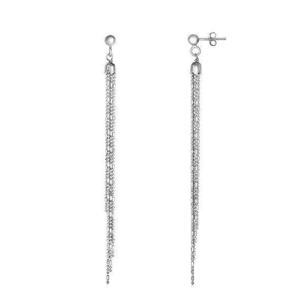 Silver Bead &amp; Bar Chain Earring