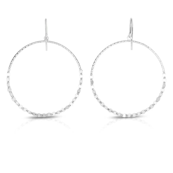 Silver Large Circle Mirror Chain Earring